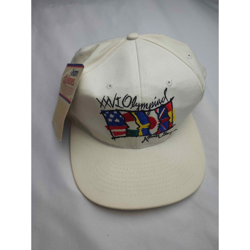 Vintage 1996 Atlanta Olympics XXVI Olympiad Hanes Snapback Hat White NWT 90s